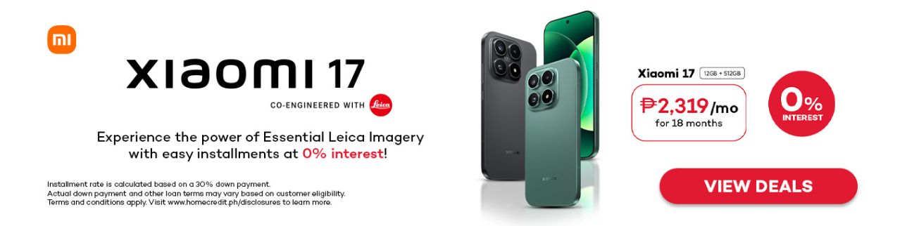Banner showing Xiaomi 17 Launch at P2319/month