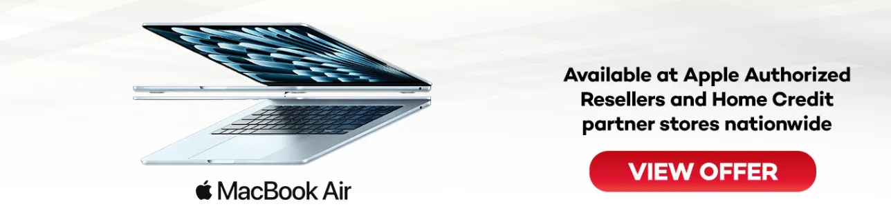 banner showing macbook air deals at shoppingmall