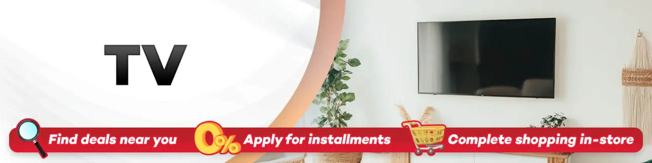 Banner showing TV category at shoppingmall.