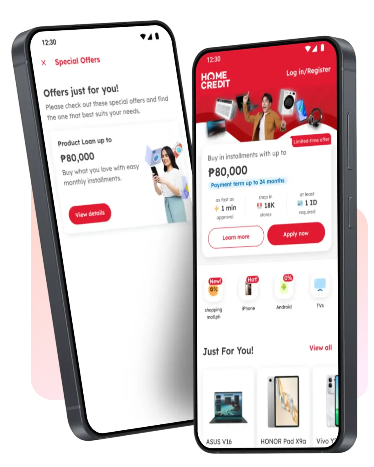 phone showing the home credit app