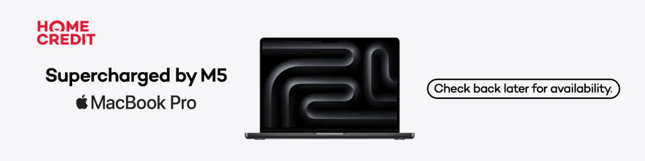 banner showing Macbook Pro M5