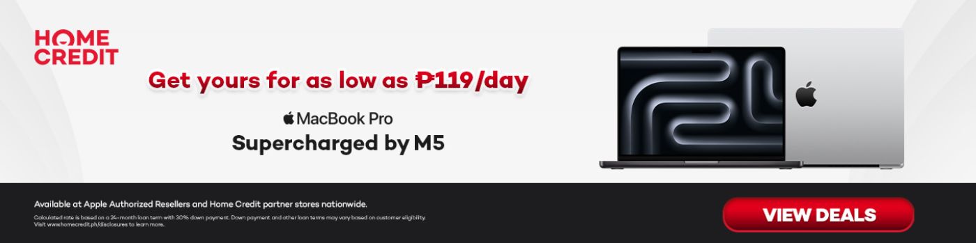 Banner showing Apple Macbook Pro as low as P119 per day