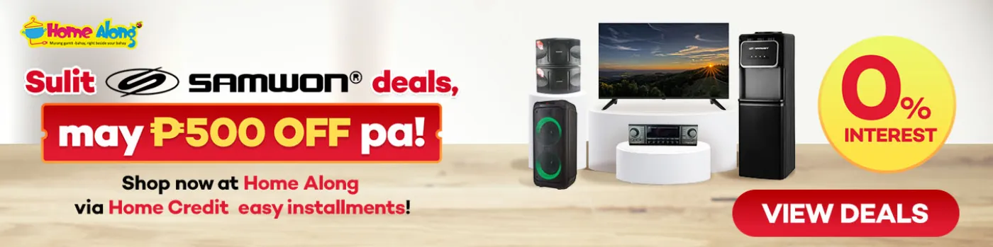 Banner showing Home Along's x Samwon Promo P500 off with purchase