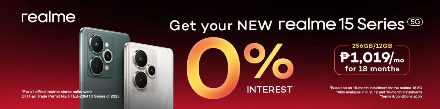 Banner showing realme 15 series