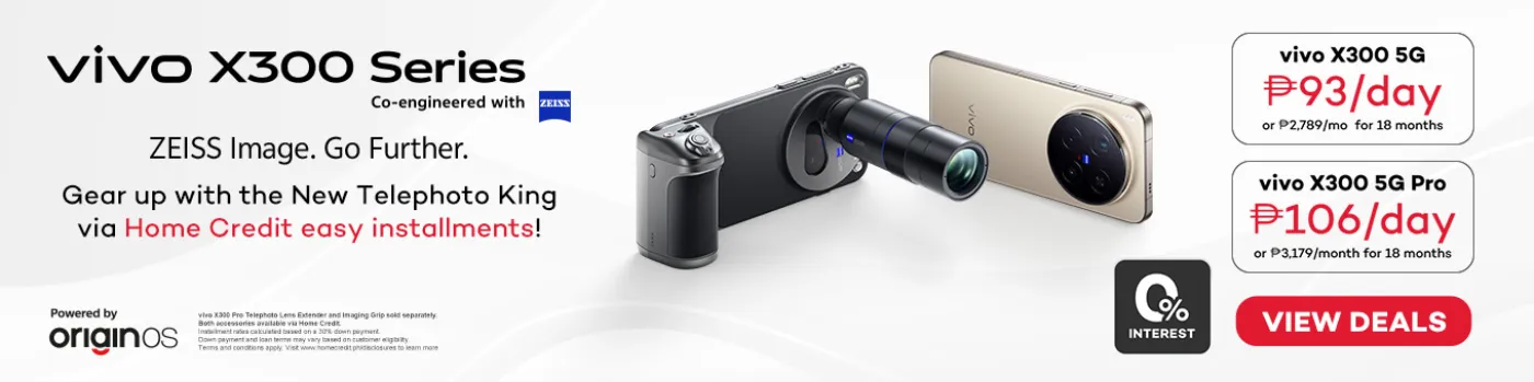 Banner showing vivo X300 Series as low as P93/day
